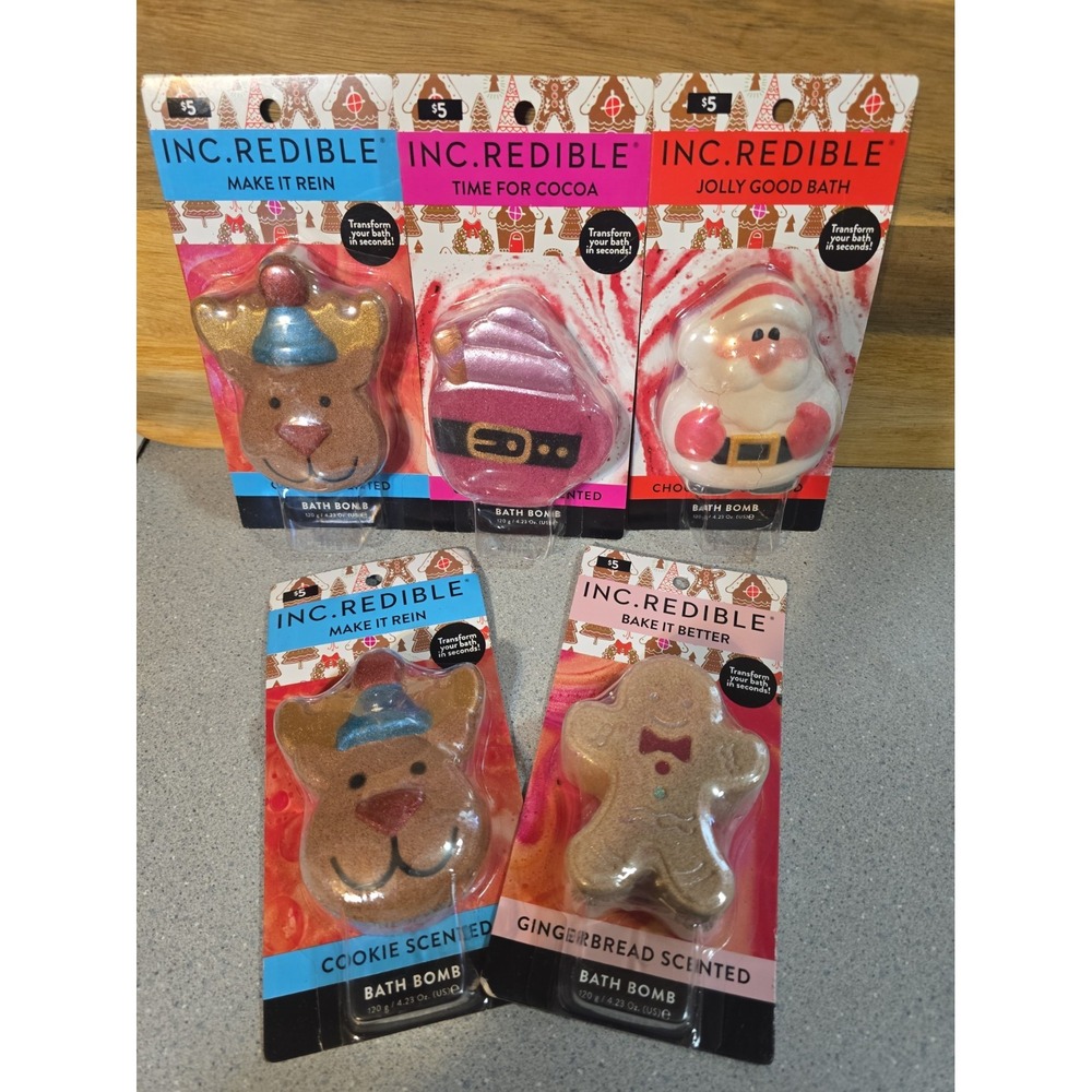 Christmas Kids Bath Bombs, Set Of 5, Holiday Bath, Stocking Stuffers